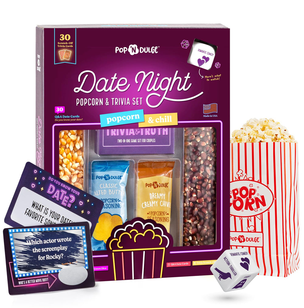 Pop n' Dulge front packaging shown on table, ready to gift
