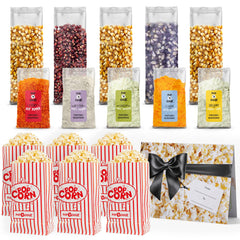 Pop n' Dulge seasoning packets fanned out with visible flavor names