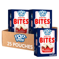 Pop-Tarts front packaging showing Pop-Tarts Bites Frosted Strawberry and convenience benefit