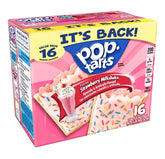 Pop-Tarts front packaging showing Frosted Strawberry Milkshake flavor and value pack convenience