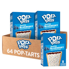Pop-Tarts front packaging showing Frosted Blueberry variety and quantity, convenient bulk supply