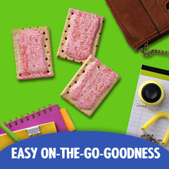 Pop-Tarts warming in a toaster displaying brand and crisp texture benefit