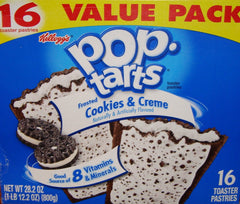 Pop-Tarts front box showing cookies & creme flavor and serving suggestion