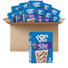 Pop-Tarts front packaging showing Frosted Hot Fudge Sundae, convenient pantry staple