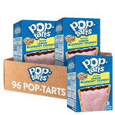 Pop-Tarts front box showing Frosted Lemon Blueberry Crumble flavor and bulk count