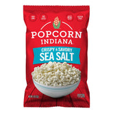 Popcorn Indiana front packaging showing six-pack and branding, convenient snack