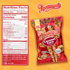 Popcornopolis single snack bag displayed to show grab-and-go convenience