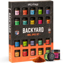 Pop n' Dulge front packaging showing full 20-jar grilling set, inspiring gift ideas