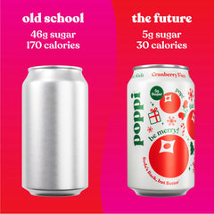 poppi cranberry fizz poured into a glass with garnish showing serving suggestion and party-friendly taste