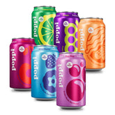 poppi front packaging variety pack showing all flavors and benefits