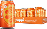 poppi orange front packaging shows 12-pack and bright citrus benefit