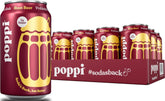 poppi root beer front packaging showing 12-pack and benefits