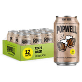 Popwell root beer front packaging showing can and branding for flavorful refreshment