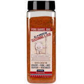 Pork Barrel BBQ jar front label showing product identity and benefits
