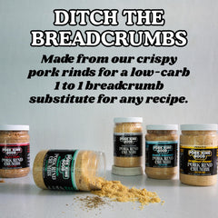 Pork King Good open jar with visible spicy Cajun crumbs ready to use
