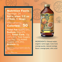 Close-up of Cara Cara orange syrup texture in bottle, Portland Syrups highlights fruit purity