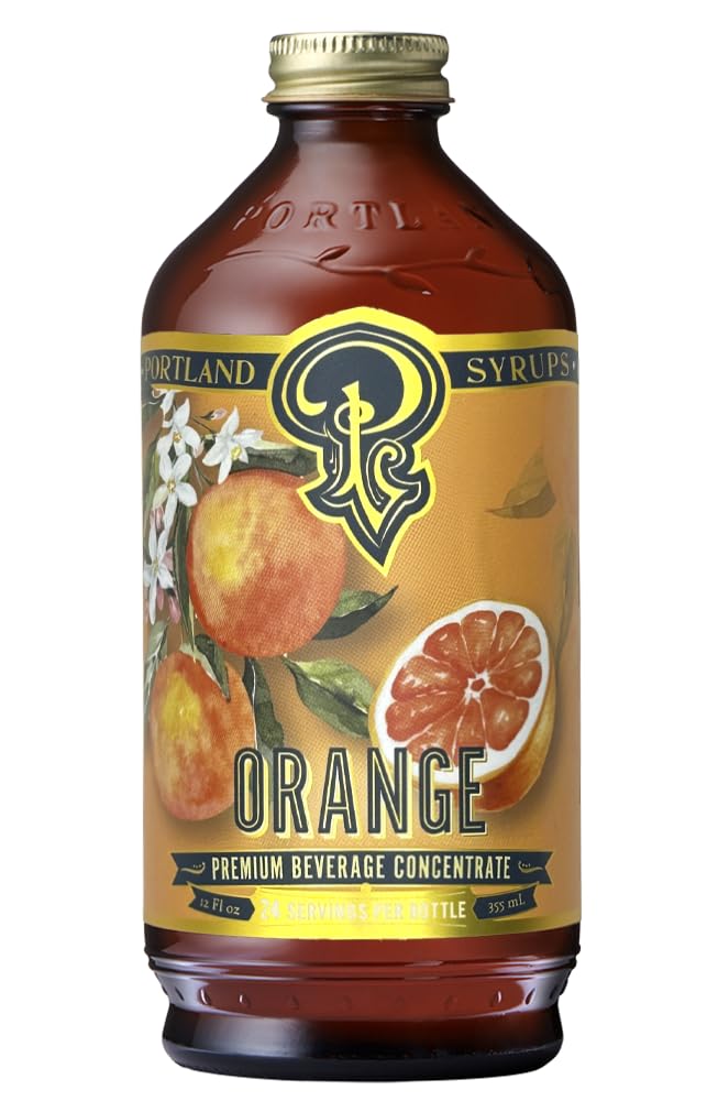 Portland Syrups bottle front label showing product and serving info, clear branding benefit