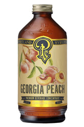 Portland Syrups front label showing Georgia Peach flavor and bottle design benefit: clear identification