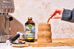 Portland Syrups vanilla in a latte demonstrating creamy flavor boost for coffee