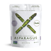Poshi front packaging of rosemary and oregano asparagus packs shows brand and serving count