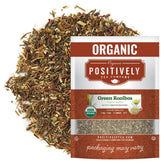 Organic Positively Tea Company front packaging shows USDA organic badge and 16 oz size benefit