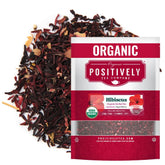 Organic Positively Tea front packaging showing 16 oz pouch and resealable top for freshness