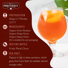 Positively Tea loose leaf close-up showing textured rooibos leaves and aroma