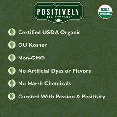 Organic Positively Tea Company jasmine blossoms detail highlighting natural floral scent
