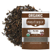 Organic Positively Tea Company front package showing 16 ounce pouch and branding, clear benefit