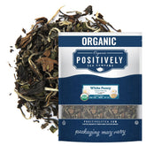 Organic Positively Tea front packaging showing 16-ounce bag and branding benefit clarity