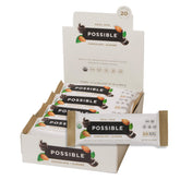 POSSIBLE front packaging showing chocolate almond bars and benefits
