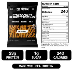 Power Pretzels open bag pouring pretzel sticks illustrating portable convenience