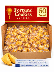 practically pampered front box showing 50 wrapped cookies and durable packaging benefit