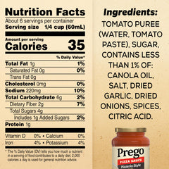 Prego open jar top view showing smooth sauce texture for easy spreading