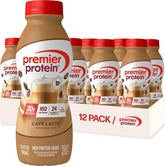 Premier Protein café latte front packaging showing bottle and branding for quick nutrition