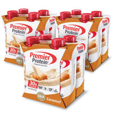 Premier Protein caramel front packaging showing product and flavor benefit