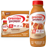 Premier Protein caramel front packaging showing bottle and branding benefit convenience
