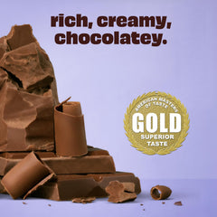 Premier Protein chocolate pouring into a glass to show smooth, ready-to-drink benefit