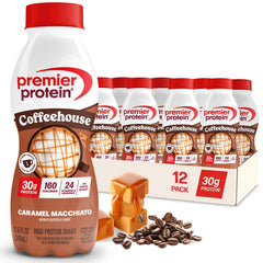 Premier Protein front packaging showing 12-pack and ready-to-drink convenience