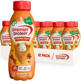 Premier Protein front packaging showing limited edition pumpkin spice and nutritional callouts