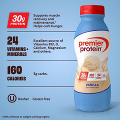Premier Protein label close-up highlighting nutrition facts and ingredient clarity