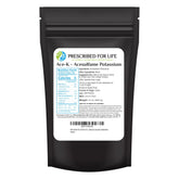 Prescribed For Life front pouch showing Ace K sweetener and benefits