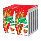 Pretz front packaging showing pizza-flavored snack and branding benefit portable