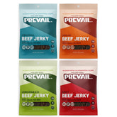 PREVAIL front packaging showing four flavor bags and clean-label benefits