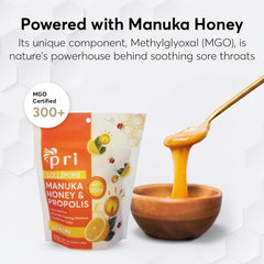 P.R.I honey swirl texture shot showing MGO 300+ Manuka honey richness and quality