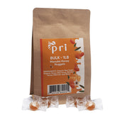 P.R.I front bag of Manuka Honey Nuggets showing brand and bulk size benefit