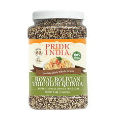 Pride Of India front packaging 3 lb jar showing sealed whole grain benefit