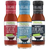 Primal Kitchen 3-pack front packaging showing three organic sauces and clean ingredients benefit