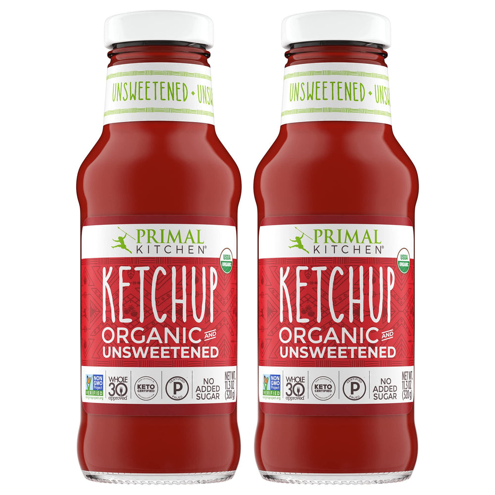 Primal Kitchen front packaging showing unsweetened ketchup, clean pantry choice
