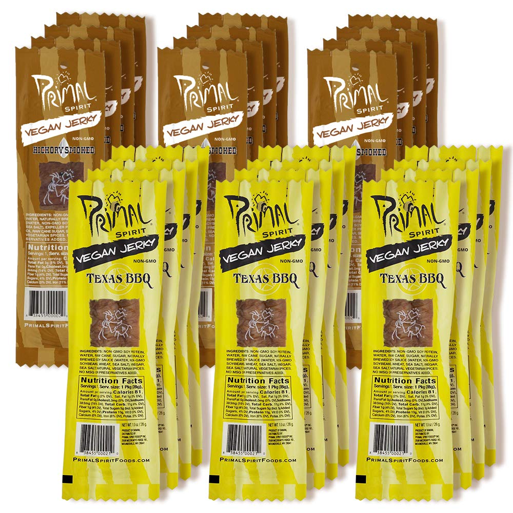 Primal Spirit Foods front packaging showing 24-pack and flavors benefits portability